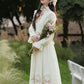 Rosy Bows Midi Dress (White)