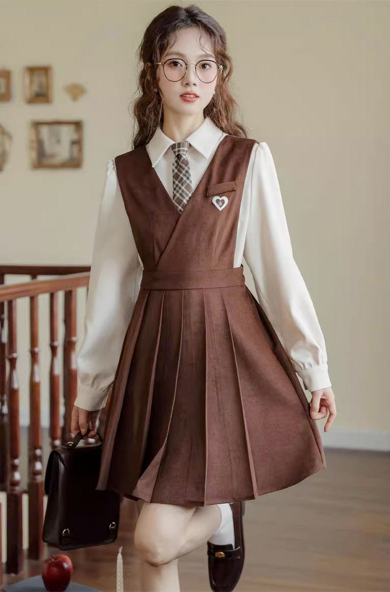 Love Note Mini Pinafore Set (Brown)