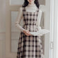 Academia Plaid Pinafore Dress (Khaki)