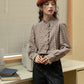 Gingham Plaid Ruffle Blouse (Coffee)