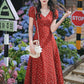 Ditsy Floral Maxi Dress (Red)