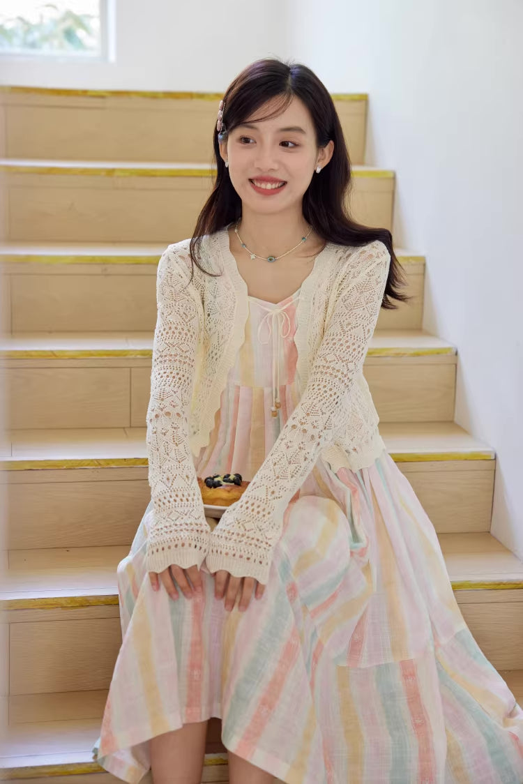 Sorbet Stripe Midi Dress (Rainbow)