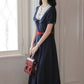 Miss Americana Polka Dot Midi Dress (Navy)
