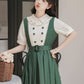 Lolita Short Sleeve Faux Layered Midi Dress (Green)