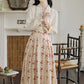 Rose Wallpaper Blouse & Skirt Set (Cream/Red)