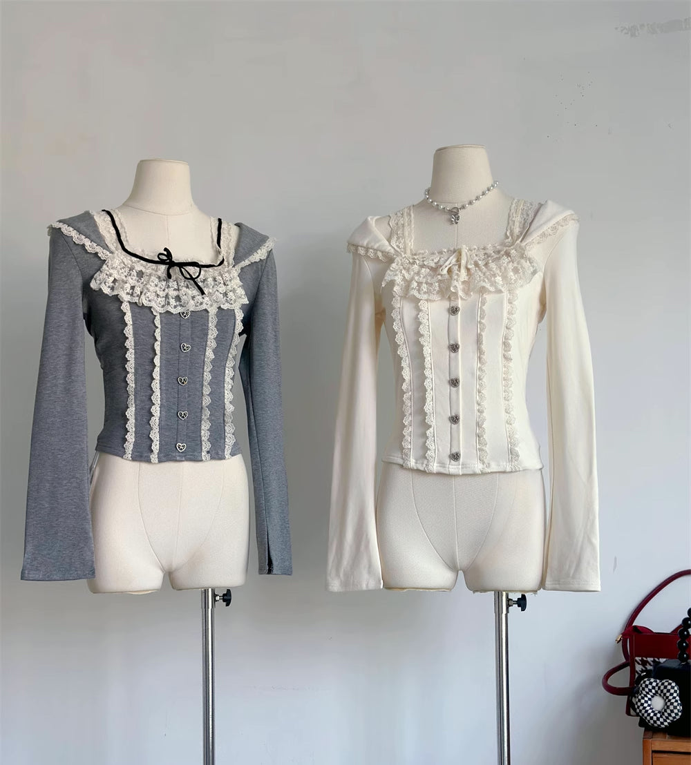 Ballet Lace Knitted Shirt (2 Colors)