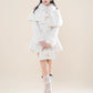 Snow Tweed Capelet Mini Coat Dress (White)