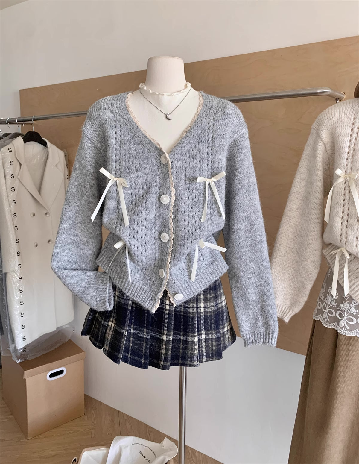 Sweet Bow Lace Cardigan (2 Colors)