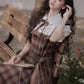 Hazel Plaid Flutter Twofer Midi Dress (Brown)