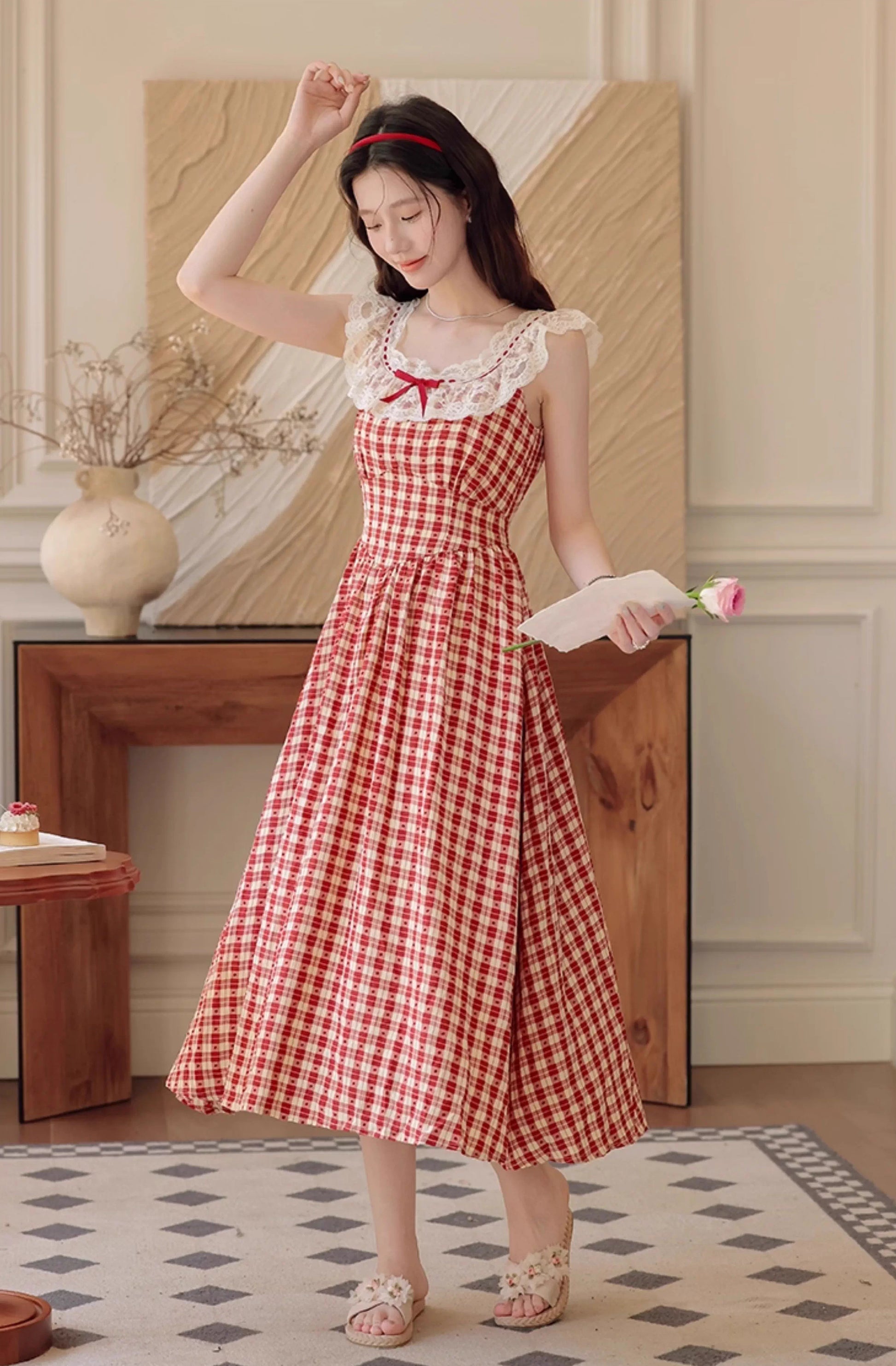 red plaid sleeveless dress Red Plaid Sleeveless Dress With Bubble Hem FINAL SALE