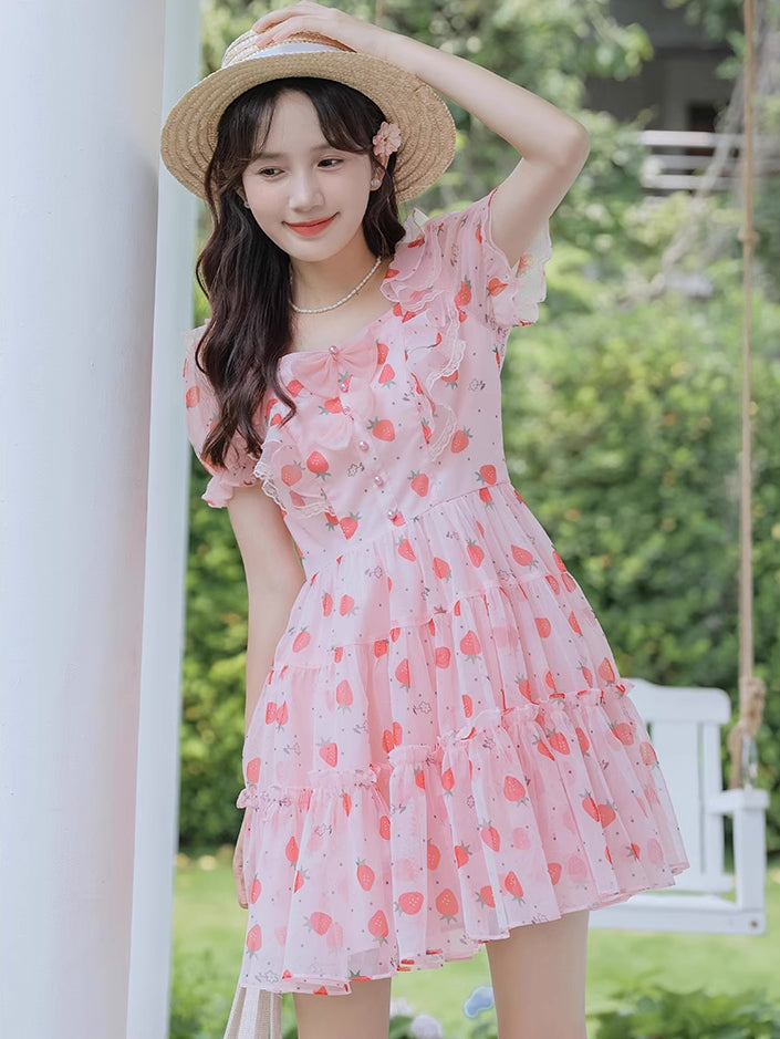 Strawberry Girl Mini Dress (Pink)