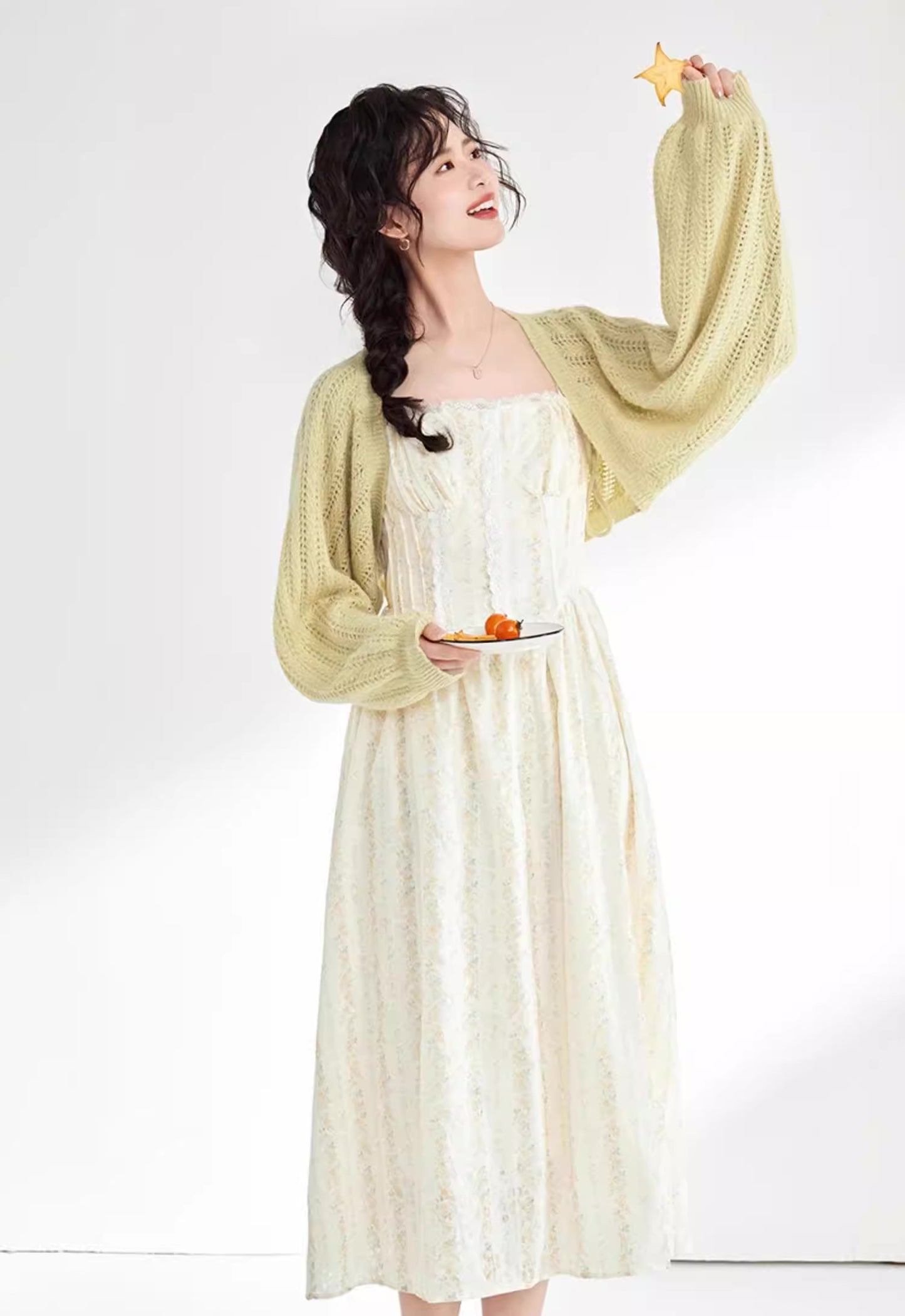 Ditsy Floral Stripe Cami Dress & Sweater (2 Colors)