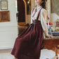 Long Sleeve Crepe Suspender Skirt Set (2 Colors)