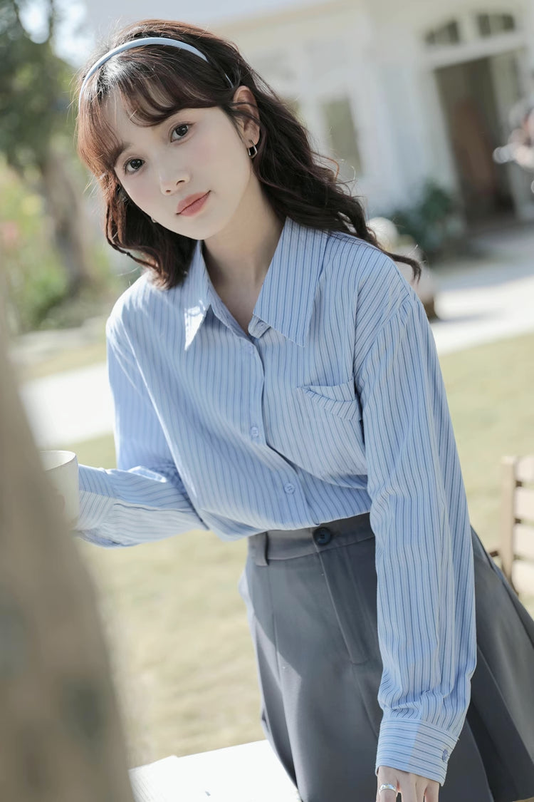 Boyfriend Stripe Button Up Shirt (2 Colors)