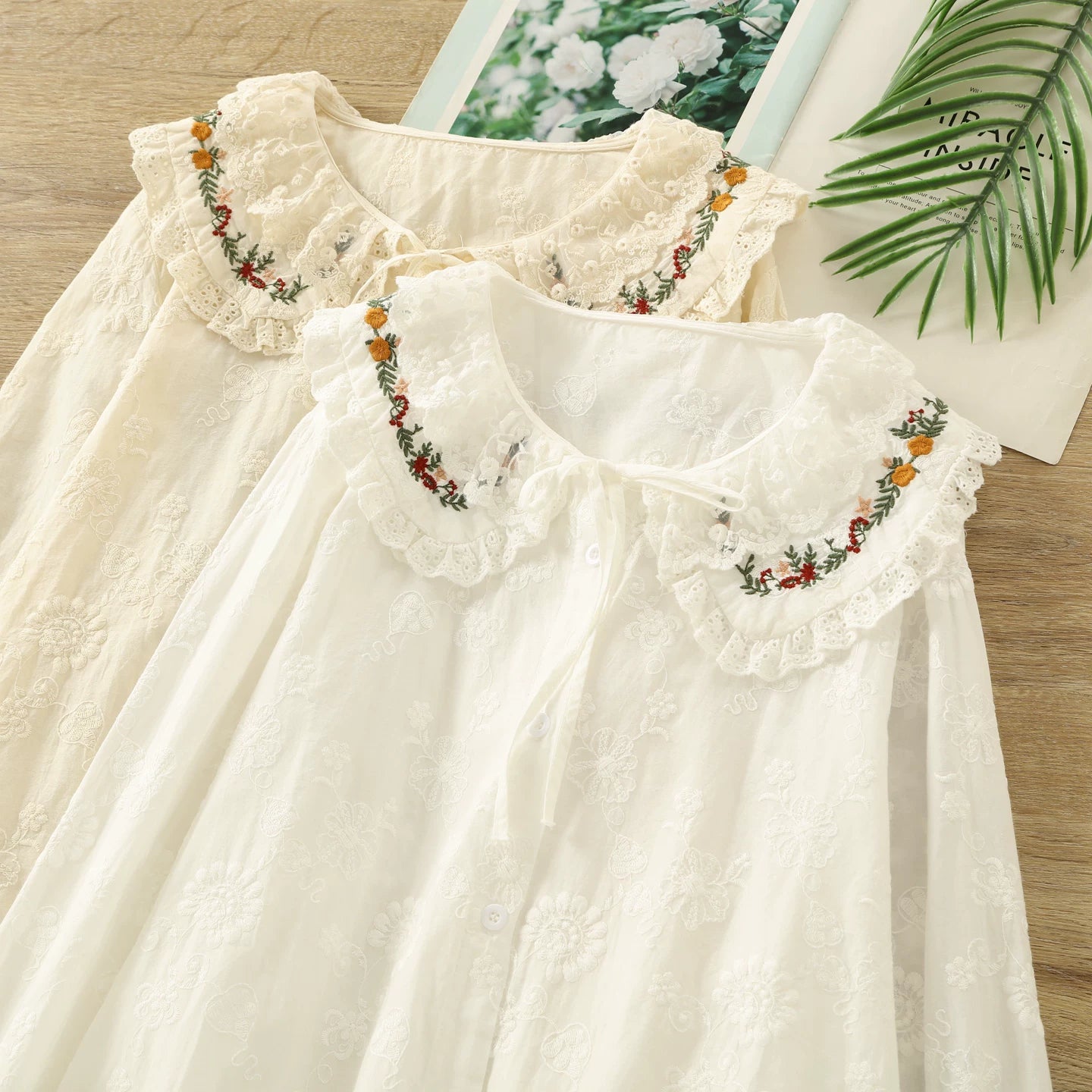 Forest Floor Embroidered Blouse (2 Colors)