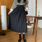 Woven Pleated Midi Skirt (2 Colors)