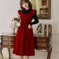 Velvet Frilly Bow Pinafore Dress (Red)