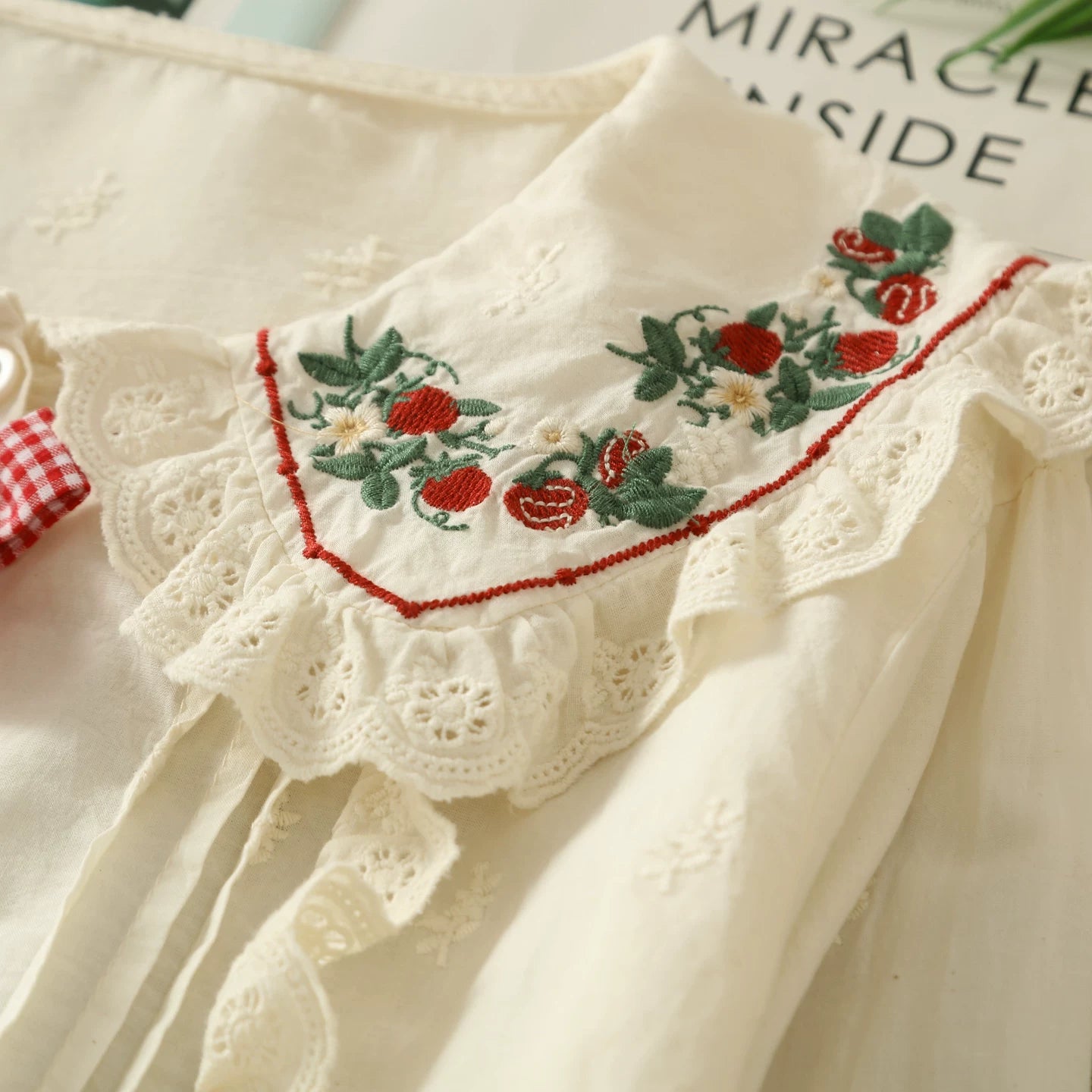 Strawberry Picnic Embroidered Blouse (2 Colors)