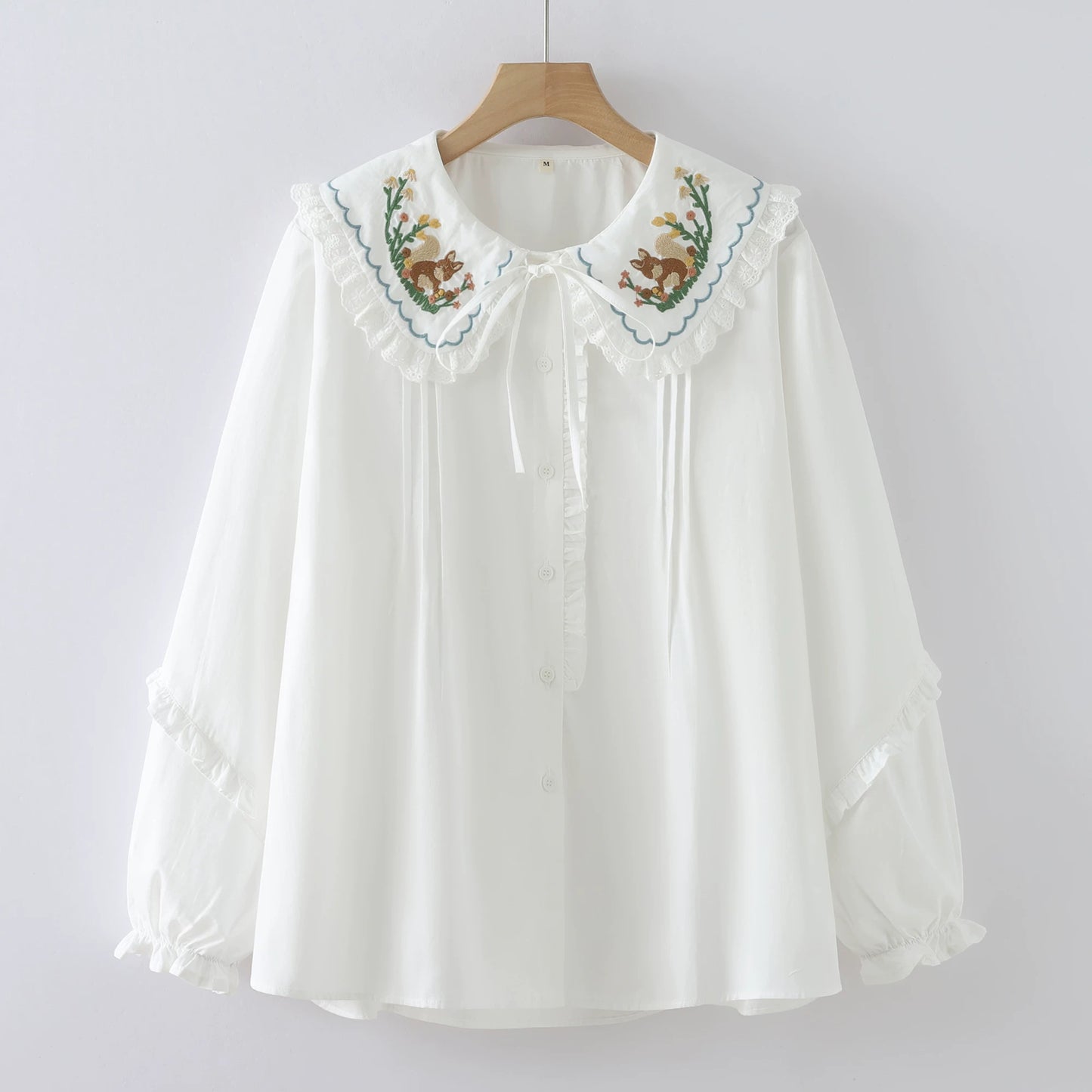 Peek-a-Squirrel Embroidered Blouse (3 Colors)