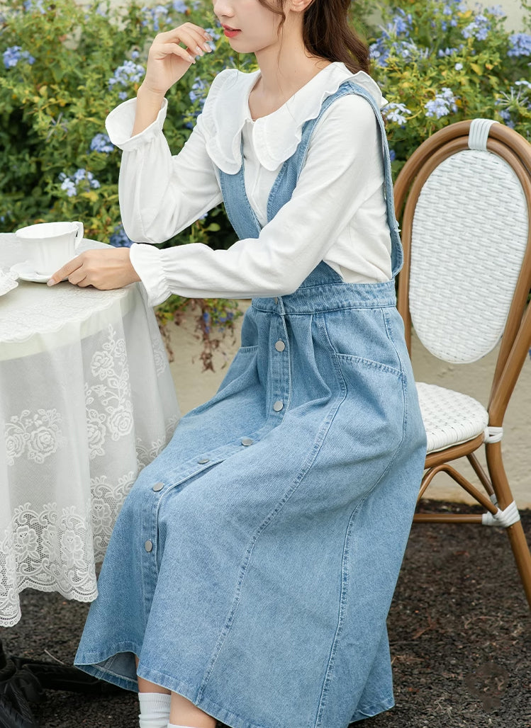 Pinafore denim skirt best sale