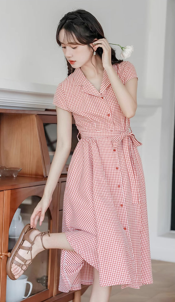 Classic Gingham Shirt Dress (2 Colors)