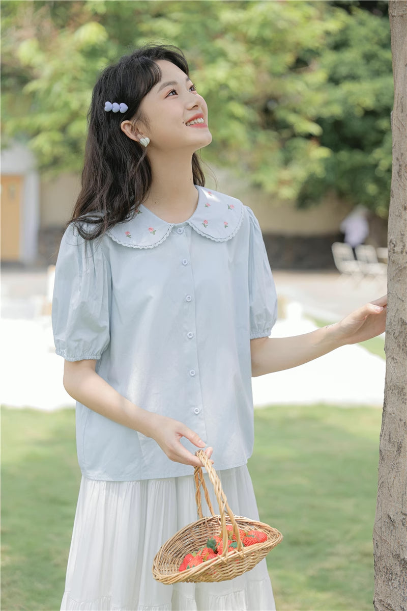 Budding Blossoms Short Sleeve Blouse (2 Colors)
