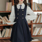 Double Breasted Mini Pinafore Set (Navy)