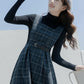 Belted Plaid Pinafore Dress (3 Colors)