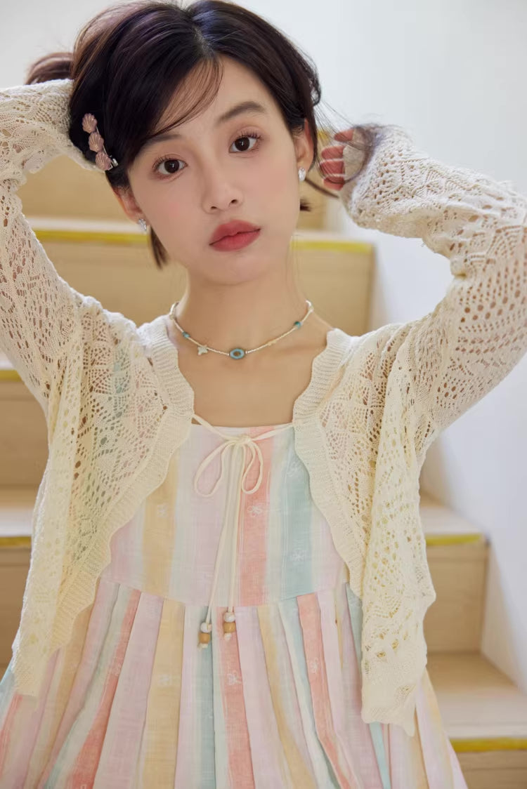 Sorbet Stripe Midi Dress (Rainbow)