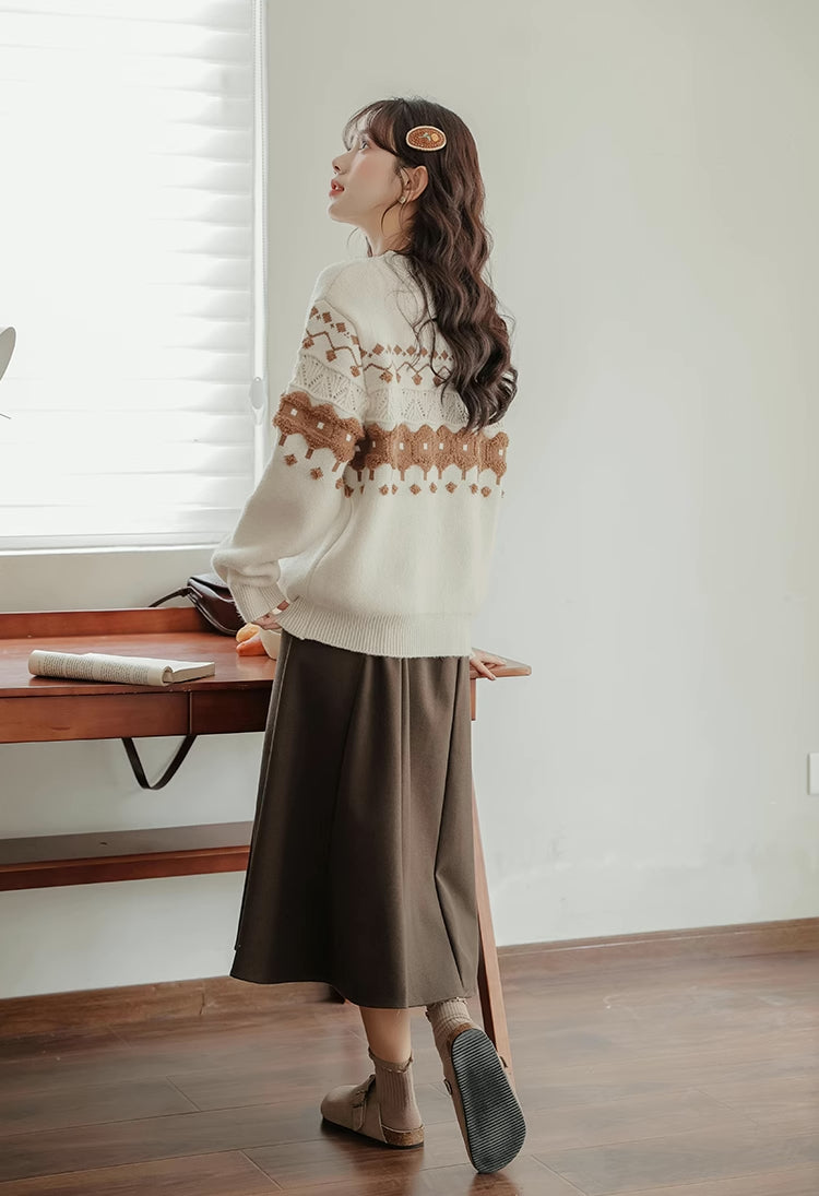 Cinnamon Fair Isle Sweater (Cream)