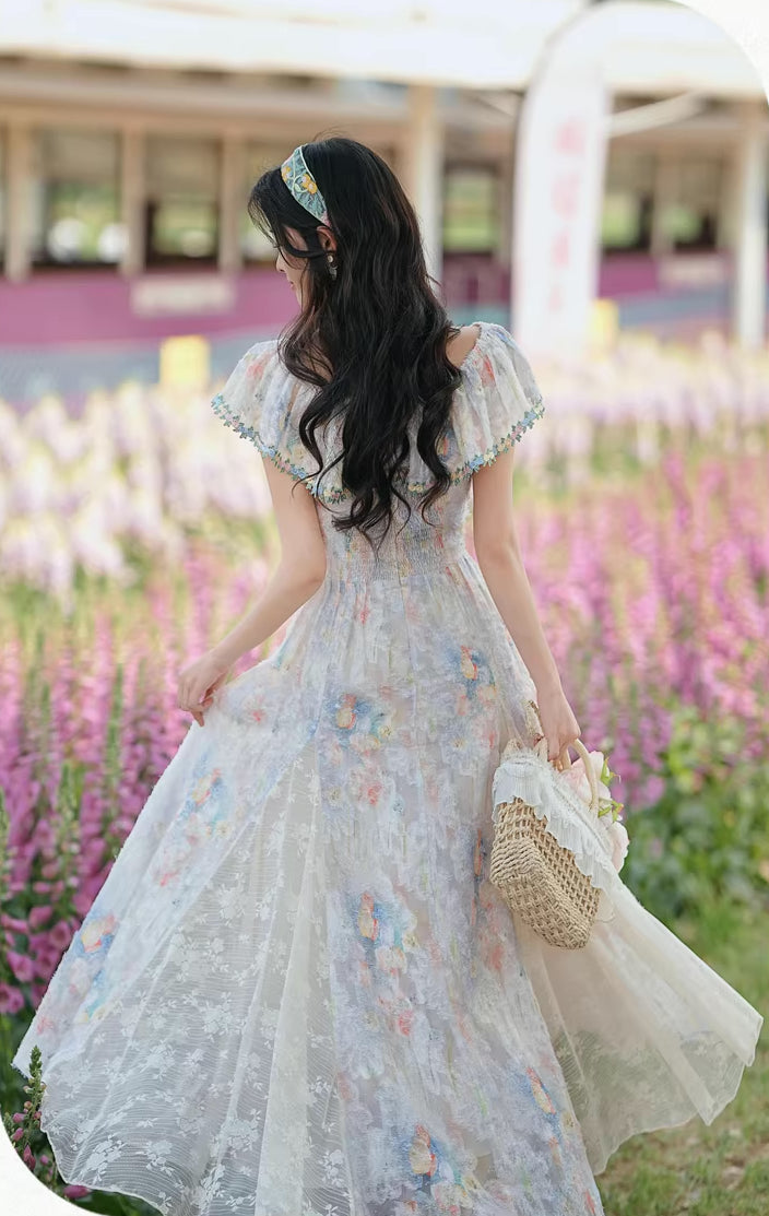 Watercolor Paint Three-Way Dress (Blue)