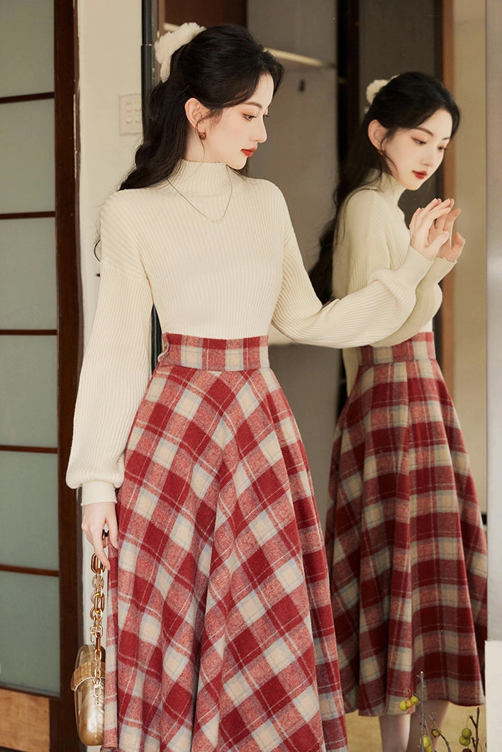 Toasted Plaid Midi Skirt (2 Colors)