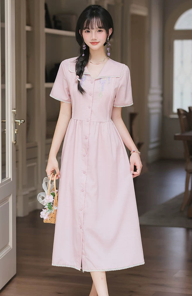 Wisteria Midi Shirt Dress (Lilac)