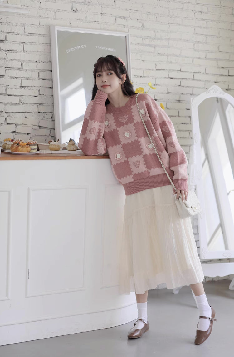 Checkerboard Biscuit Sweater (2 Colors)