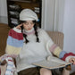 Rainbow Stripe Sleeves Sweater (White)