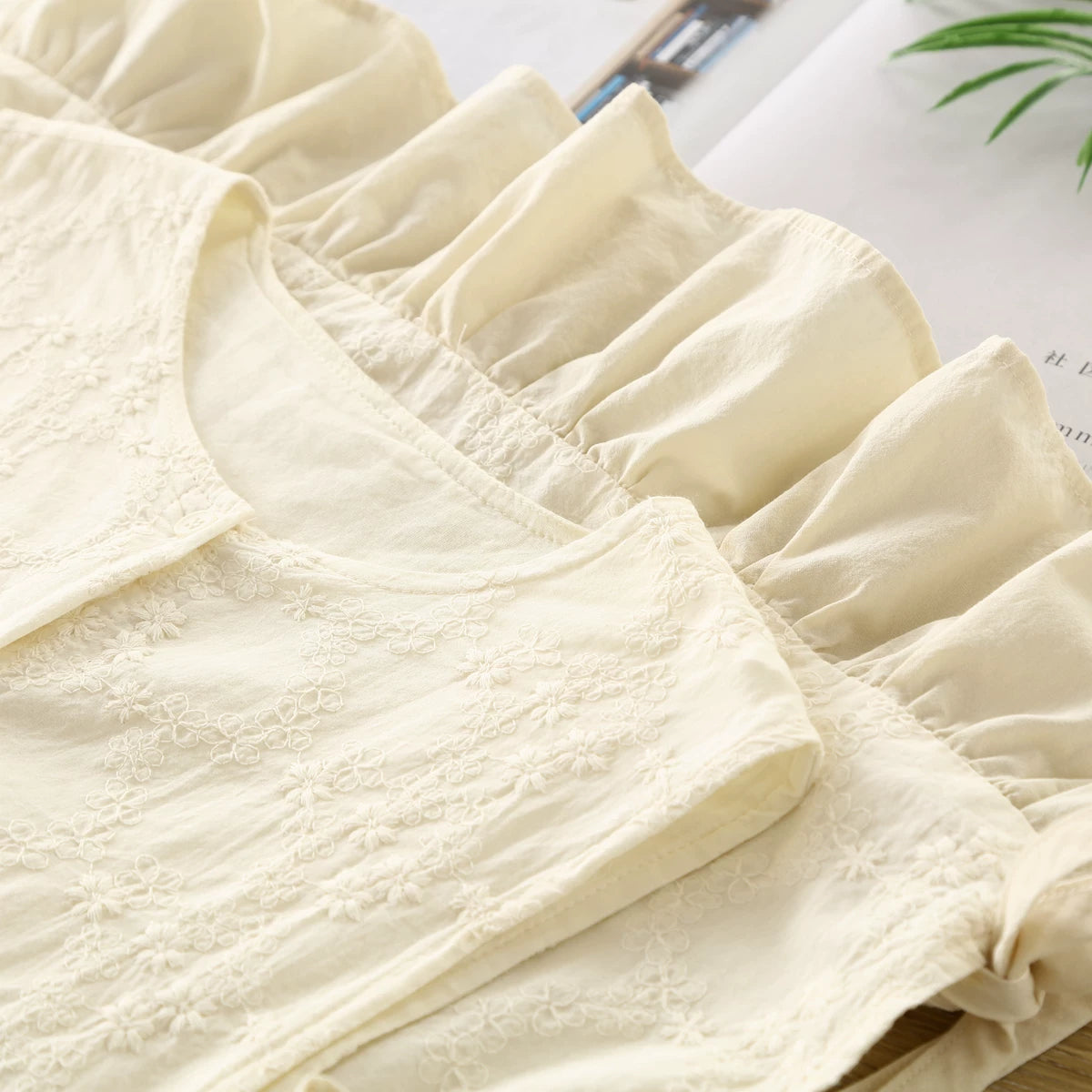 Floral Whimsy Embroidered Vest (Beige)