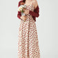 Lace Up Floral Cami Midi Dress (Beige/Red)