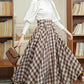 Choco Plaid Midi Skirt (Brown)