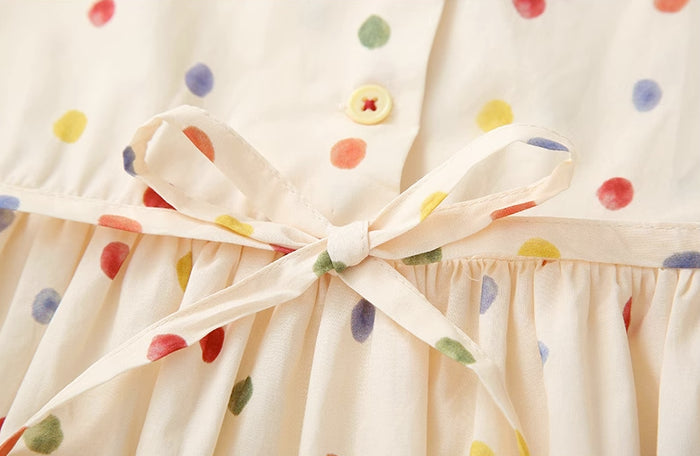 Skittles Polka Dot Shirt Dress (Cream)