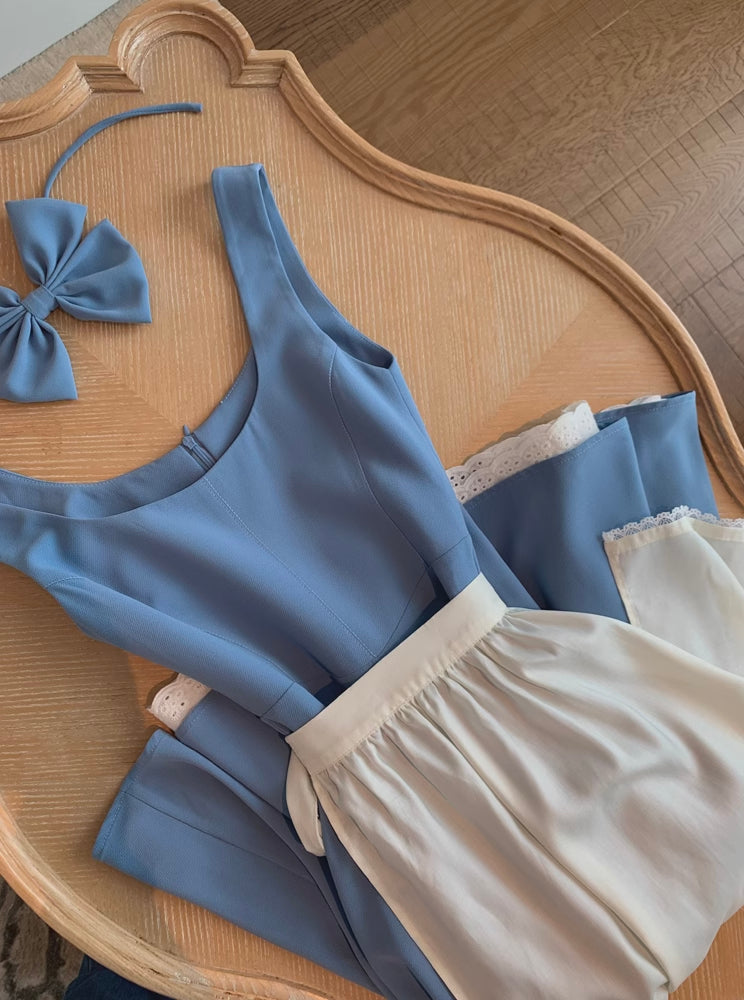 La Belle Enfant Dress (Blue/White)