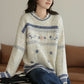 Embroidered Floral Fair Isle Sweater (Off-White)