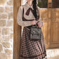 Mocca Plaid Suspender Skirt (Brown)
