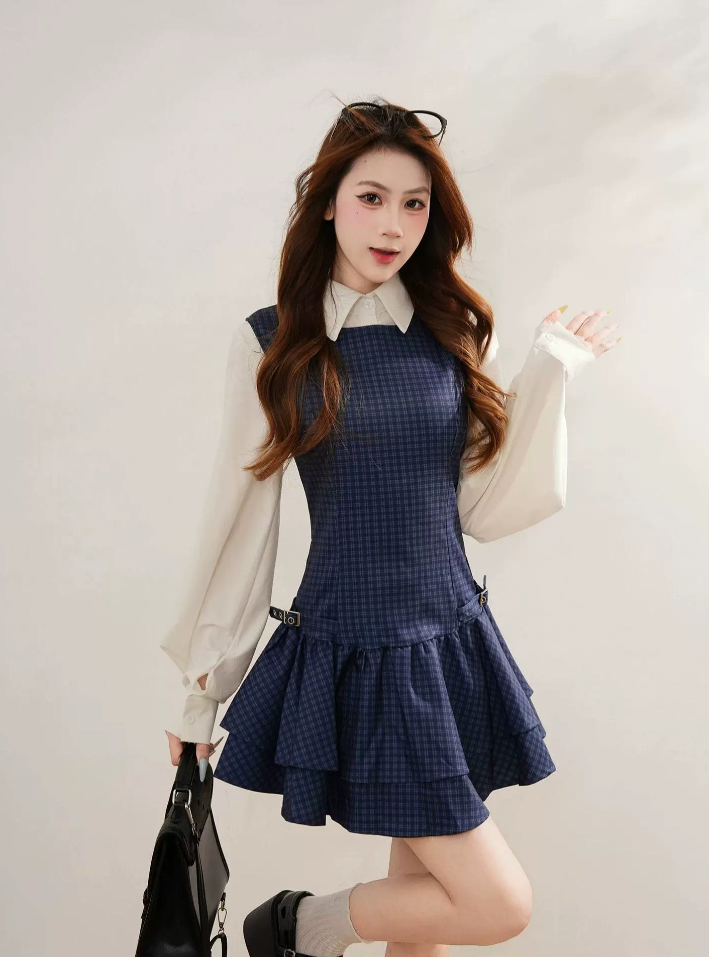 Prep Plaid Mini Dress & Blouse (2 Colors)
