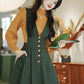 Gingko Stripe Pinafore & Sweater Set (Mustard/Green)