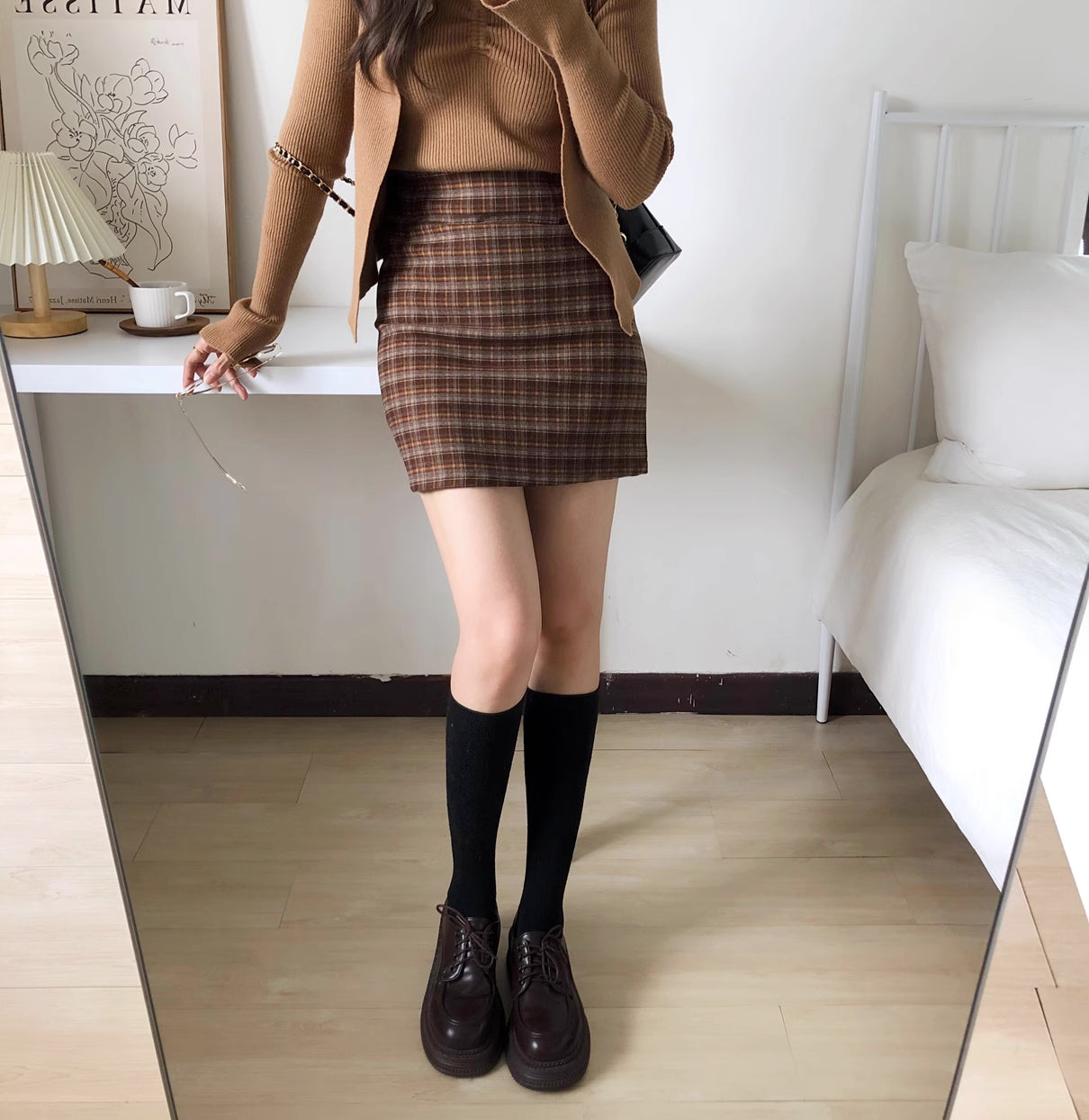Cinnamon Spice Plaid Skirt (2 Colors)