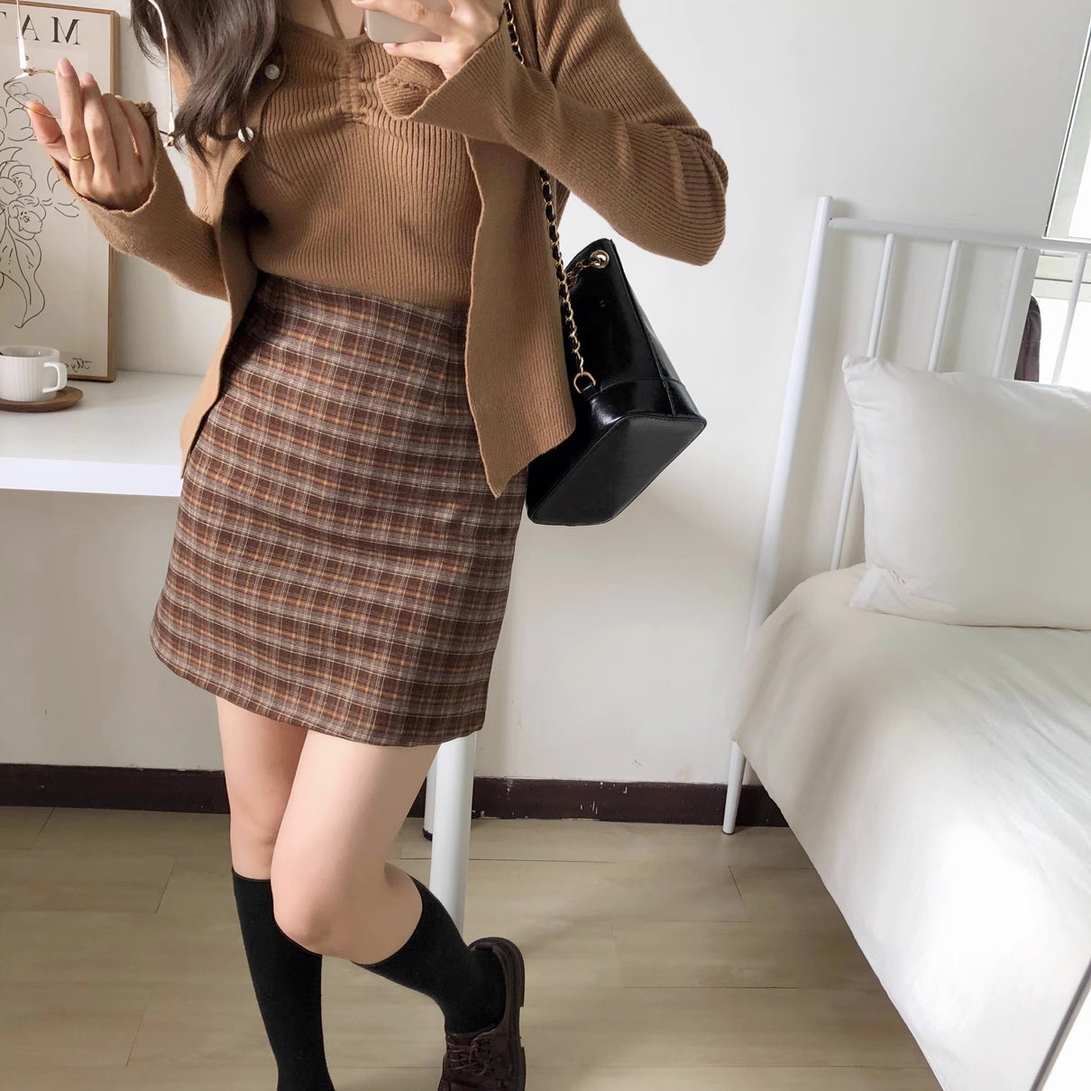 Cinnamon Spice Plaid Skirt (2 Colors)