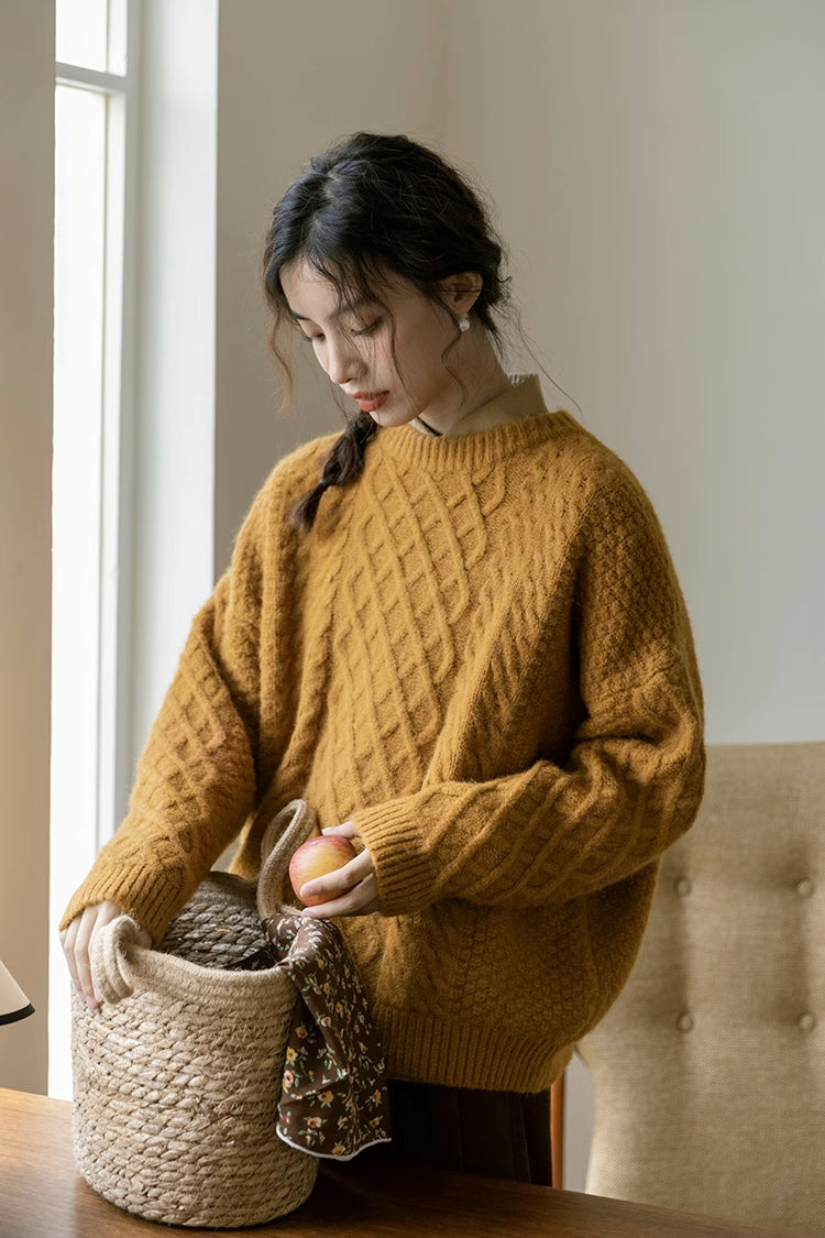 Braided Cable Knit Sweater (2 Colors)