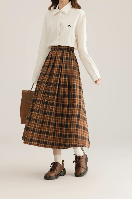 Autumnal Plaid Midi Skirt (3 Colors)