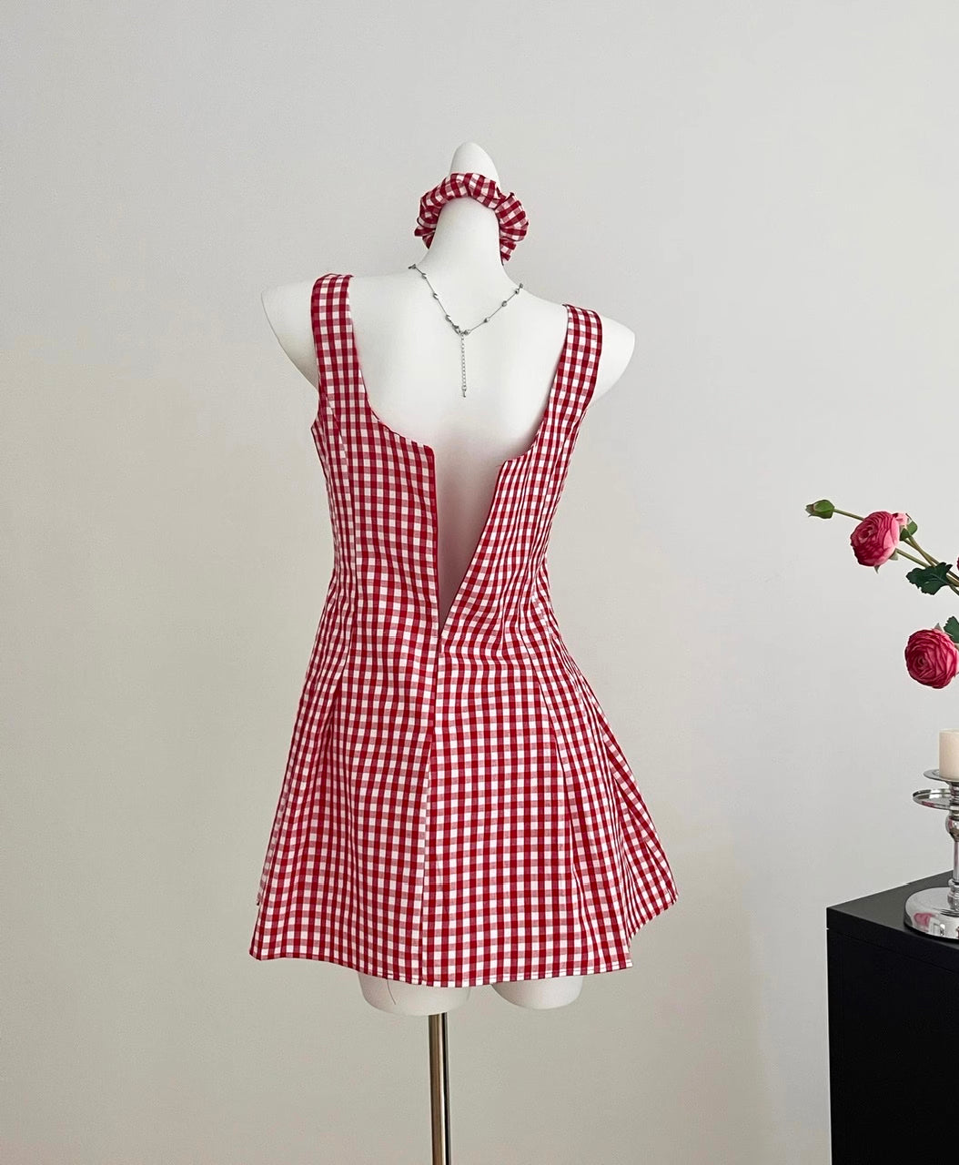 Candy Shop Gingham Mini Dress (Red)