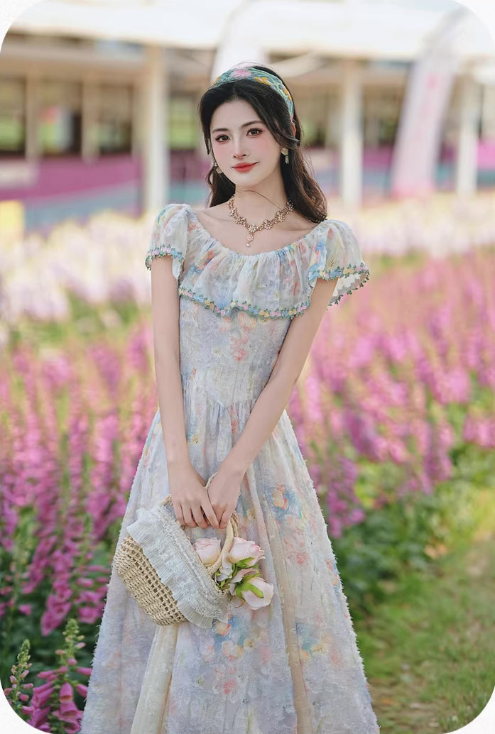 Watercolor Paint Three-Way Dress (Blue)